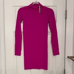SKIMS Hot Pink Long Sleeve Mini Dress